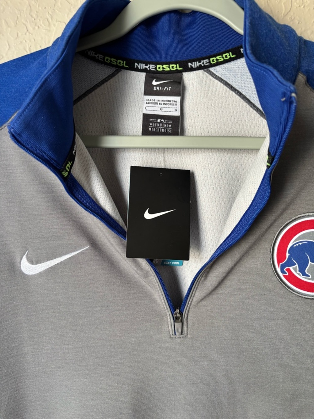 Nike Gray and Royal Blue Chicago Cubs Dri-FIT Quarter-Zip Men size L - Picture 4 of 9